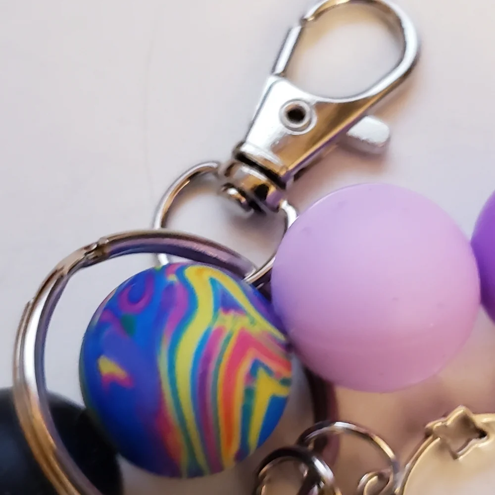 Handmade Silicone Focal Beaded Alien Wristlet Keychain Bracelet